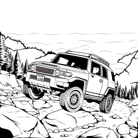 F · FJ Cruiser illustrator image: Illustrator line art · rock-crawl version