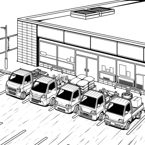 K · Kei Trucks illustrator image: Illustrator line art