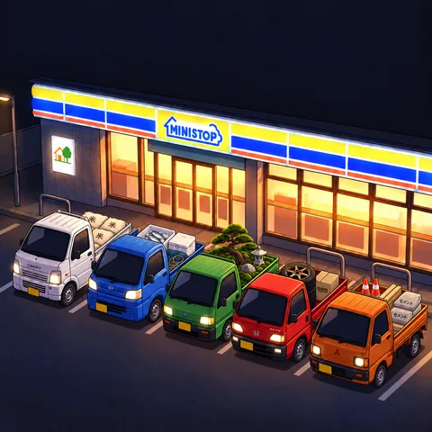 K · Kei Trucks: Aligned parking and garden cargo · selected reference